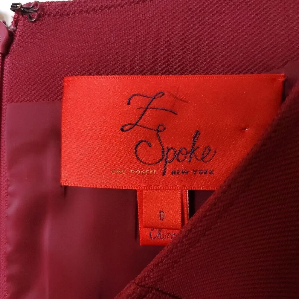 Zac Posen Z Spoke Women Mini Dress Sheath Knee Length Size0 Burgundy Bodycon NWT - Picture 4 of 14